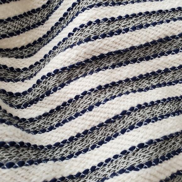 LOFT- NWOT- 🦋 Striped Blue and Ivory Midi Dress- Size 14 - Picture 10 of 10